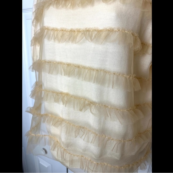 New J.CREW 100% Merino Wool Ruffle Tulle Front Sweater Ivory Cream Knit Workwear - Picture 7 of 12